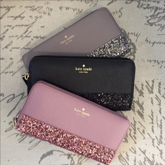 Kate spade glitter wallet - black or gray NEW - Picture 1 of 7